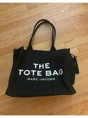 Marc Jacobs Black Canvas 'The Tote Bag' with White Logo (Used)